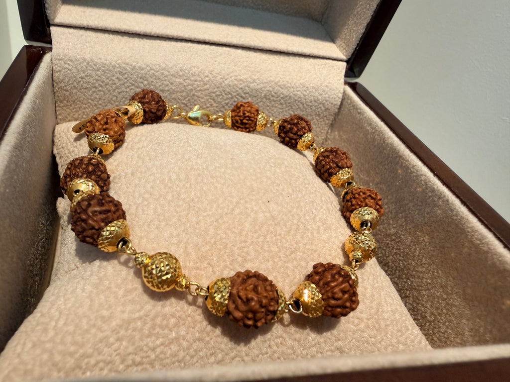 Rudraksha Bracelet – 10K Gold, 7.5"