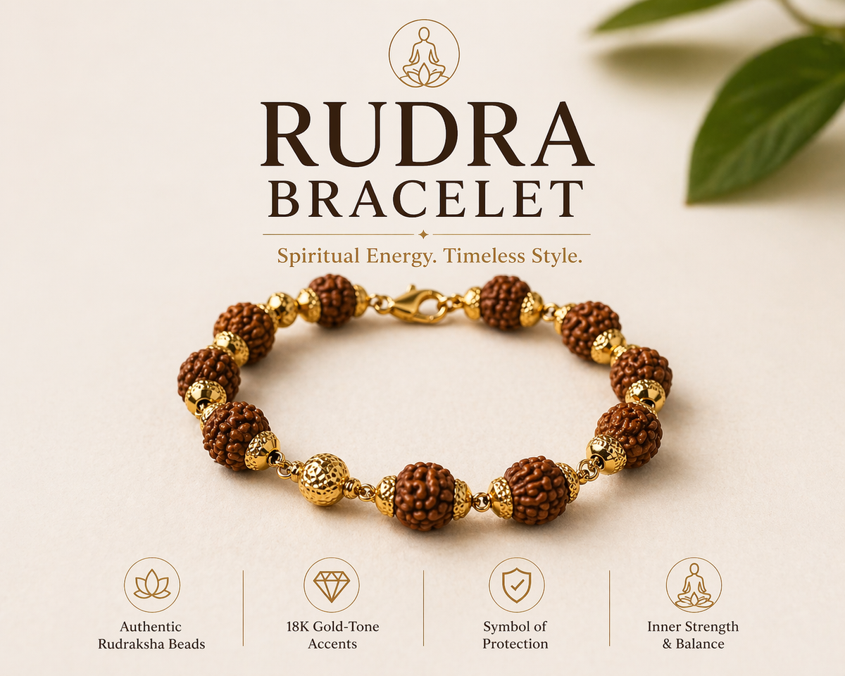 Rudraksha Bracelet – 10K Gold, 7.5"