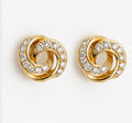 10K Yellow Gold CZ Interlocking Circle Stud Earrings