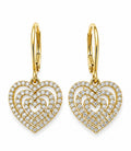 10K Yellow Gold CZ Open Heart Drop Earrings