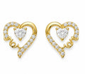 10K Yellow Gold CZ Love Heart Stud Earrings