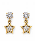 10K Yellow Gold CZ Star Drop Earrings